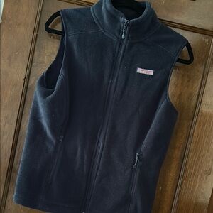 Vineyard Vines Blue Fleece Vest with Stand-Up Collar